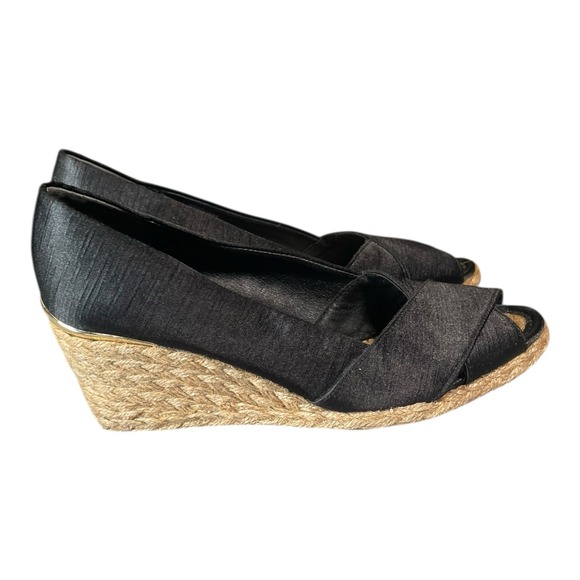 Women's Adrienne Vittadini Wedged Heeled Sandals Black Size 7.5 - Picture 4 of 6